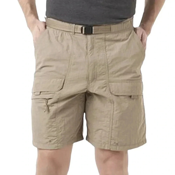 NWT Northwest Territory Packable Nylon Belted Khaki Cargo Shorts Mens 2XL - Picture 1 of 11